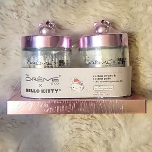 Hello Kitty x The Creme Shop cotton swabs and cotton pads glass jars!